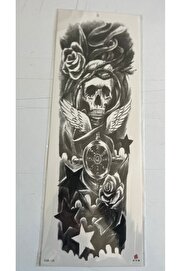 Ai̇rbrush Tattoo Kanatlı Kuru Kafa 1 Hafta Kalıcı Tam Kol Bacak Yapıştırma Geçi̇ci̇ Dövme 46 Cm