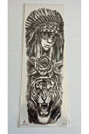 Ai̇rbrush Tattoo Kızıl Deri̇li̇ Kaplan 1 Hafta Kalıcı Tam Kol Kaplama Bacak Yapıştırma Geçi̇ci̇ Dövme 46 Cm