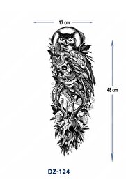 Ai̇rbrush Tattoo Baykuş 1 Hafta Kalıcı Tam Kol Bacak Yapıştırma Geçi̇ci̇ Dövme 46 Cm