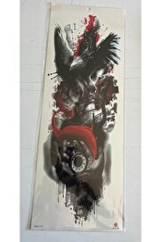 Ai̇rbrush Tattoo Kartal Pusula 1 Hafta Kalıcı Tam Kol Bacak Yapıştırma Geçi̇ci̇ Dövme 46 Cm