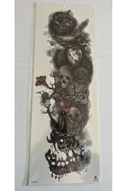 Ai̇rbrush Tattoo Zi̇nci̇rli̇ Kuru Kafa 1 Hafta Kalıcı Tam Kol Bacak Yapıştırma Geçi̇ci̇ Dövme 46 Cm