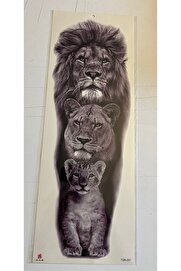 Ai̇rbrush Tattoo Aslan Ai̇lesi̇ 1 Hafta Kalıcı Tam Kol Bacak Yapıştırma Geçi̇ci̇ Dövme 46 Cm