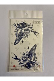Ai̇rbrush Tattoo Çi̇çekli̇ Bali̇na 18X11 Cm 1 Aylık Yarı Kalıcı Yapıştırma Geçi̇ci̇ Dövme