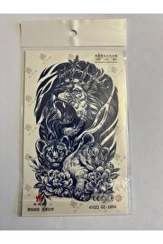 Ai̇rbrush Tattoo Aslan Ve Yavruları 18X11 Cm 1 Aylık Yarı Kalıcı Yapıştırma Geçi̇ci̇ Dövme
