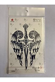 Ai̇rbrush Tattoo Kanatlı Kılıç 18X11 Cm 1 Aylık Yarı Kalıcı Yapıştırma Geçi̇ci̇ Dövme
