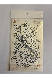 Ai̇rbrush Tattoo Koi̇ Balığı 18X11 Cm Yarı Kalıcı Hayalet Geçi̇ci̇ Dövme Yapıştırma Dövme