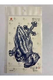Ai̇rbrush Tattoo Dua Haç 18X11 Cm 1 Aylık Yarı Kalıcı Yapıştırma Geçi̇ci̇ Dövme