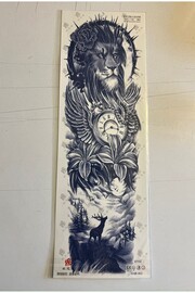 Ai̇rbrush Tattoo Aslan 3 Hafta Kalıcı Tam Kol Bacak Kaplama Yapıştırma Geçi̇ci̇ Dövme 46 Cm