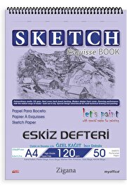 STOREMAX modashine A4 Spiralli Eskiz Defteri – 50 Yaprak, 120 gr Çizim Bloknotu, Sanat Defteri modascope 1014