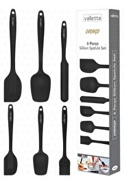 STOREMAX modashine Drongo Dayanıklı Yanmaz Yapışmaz Silikon Spatula Seti 6 Parça Siyah modascope 1014773