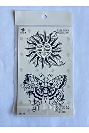 Ai̇rbrush Tattoo Kelebek Güneş 18X11 Cm Yarı Kalıcı Geçi̇ci̇ Dövme