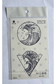 Ai̇rbrush Tattoo Dalgalar 18X11 Cm Yarı Kalıcı Geçi̇ci̇ Dövme