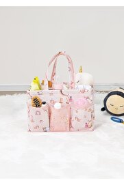 STOREMAX shopverse Başucu Düzenleyici Kız Bebek Bakım Çantası Organizer – Pembe | Çok Gözlü, Taşınabilir, 30x
