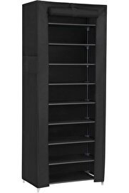 STOREMAX shopverse Toz Geçirmez Örtülü 10 Katlı Metal Ayakkabı Rafı, Siyah, RXJ10H trendflick 1014773