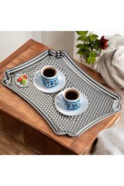 STOREMAX Adet Paslanmaz Çelik Dekoratif Servis Tepsisi, Çelik Tepsi, 28x19 cm, Gümüş Renk, Kahve Çay Sunum Sö