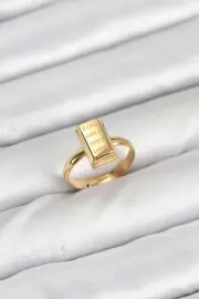 Buti̇k Pi̇ri̇nç Gold Renk Külçe Altın Model Kadın Yüzük