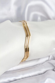 Buti̇k 316L Çeli̇k Gold Renk 65 Mm Ajda Zi̇kzak Model 3Lü Kadın Bi̇lekli̇k
