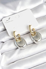 Buti̇k Pi̇ri̇nç Damla Model Gümüş Gold Renk Kadın Küpe