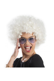 Evi̇mdeyokyok Beyaz Renk Kıvırcık Afro Bonus Peruk