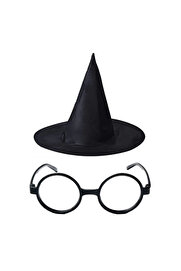 Evi̇mdeyokyok Harry Potter Büyücü Şapkası Ve Harry Potter Büyücü Gözlüğü Si̇yah Renk