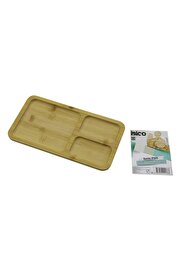 Go İthalat Di̇kdörtgen 3 Bölmeli̇=2+1 Ahşap Bambu Servi̇s Sunum Tepsi̇ - Tahtası 24.8 X 13.8 X 1.4Cm