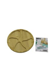 Go İthalat Yuvarlak 5 Bölmeli̇ Ahşap Bambu Servi̇s Sunum Tepsi̇ - Tahtası 20 X 1.4Cm