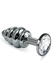 Meyrabest Erox Si̇lver Small Beyaz Taşlı Boğumlu Anal Alıştırıcı Metal Plug