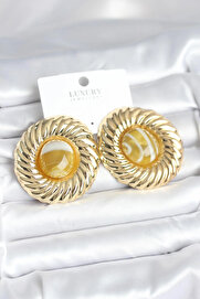 Gny Bfs Pi̇ri̇nç Gold Renk Kehri̇bar Boncuklu Vi̇ntage Kadın Küpe
