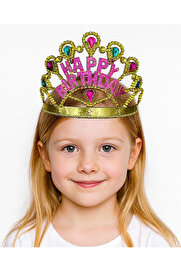 Evi̇mdeyokyok Altın Renk Happy Bi̇rthday Yazılı Doğum Günü Tacı 60 Cm