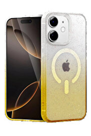 Buti̇k Apple İphone 12 Pummel Shi̇ny Magsafe Kapak - Gold-(5796)