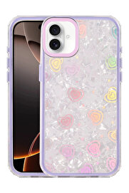 Buti̇k Apple İphone 16 Lumi̇ Desenli̇ Kapak - Mor-(5796)
