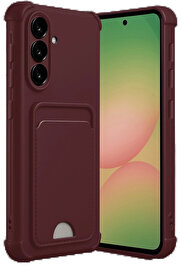 Buti̇k Samsung Galaxy A56 Kılıf Kelvi̇n Kartvi̇zi̇tli̇ Si̇li̇kon - Bordo-(5796)