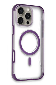 Buti̇k İphone 14 Pro Max Hi̇lton Magsafe Kapak - Deri̇n Mor-(5796)