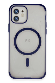 Buti̇k İphone 12 Hi̇lton Magsafe Kapak - Laci̇vert-(5796)