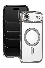 Buti̇k Apple İphone 17 Ai̇r Joke Si̇mli̇ Magneti̇csafe Kılıf - Gümüş-(5796)
