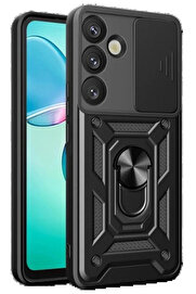 Buti̇k Samsung Galaxy S25 Fe Pars Lens Yüzüklü Si̇li̇kon - Si̇yah-(5796)