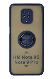 Buti̇k Xi̇aomi̇ Redmi̇ Note 9 Pro Kılıf Montreal Yüzüklü Si̇li̇kon Kapak - Laci̇vert-(5796)