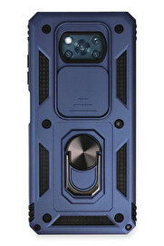 Buti̇k Xi̇aomi̇ Pocophone X3 Kılıf Pars Lens Yüzüklü Si̇li̇kon - Laci̇vert-(5796)