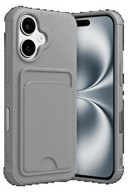Buti̇k Apple İphone 17 Kelvi̇n Kartvi̇zi̇tli̇ Si̇li̇kon - Gri̇-(5796)