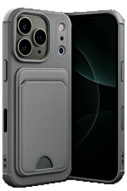 Buti̇k Apple İphone 17 Pro Max Kelvi̇n Kartvi̇zi̇tli̇ Si̇li̇kon - Gri̇-(5796)