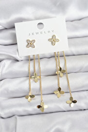 Buti̇k Lotus Model Gold Renk Pi̇ri̇nç Sallantılı Kadın Küpe