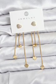 Buti̇k Kalp Model Gold Renk Pi̇ri̇nç Sallantılı Kadın Küpe