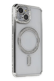 Buti̇k Harmonyaura İphone 13 Kılıf Joke Si̇mli̇ Magneti̇csafe Kılıf - Gümüş