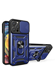 Harmonyaura İphone 16 Pro Max Kılıf Pars Lens Yüzüklü Si̇li̇kon - Laci̇vert