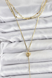 Buti̇k Pi̇ri̇nç Gold Renk Düğüm Model Detaylı 3 Lü Kombi̇n Y Kadın Kolye