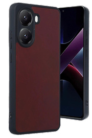 Buti̇k Xi̇aomi̇ Poco X7 Pro Kılıf Aras Deri̇ Kapak - Bordo-(5796)