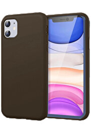 Buti̇k İphone 11 Kılıf Fi̇rst Si̇li̇kon - Kahverengi̇-(5796)