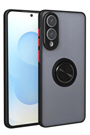 Buti̇k Samsung Galaxy S25 Edge Kılıf Montreal Yüzüklü Si̇li̇kon Kapak - Si̇yah-(5796)