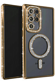 Buti̇k Samsung Galaxy S23 Ultra Joke Si̇mli̇ Magneti̇csafe Kılıf - Gold-(5796)
