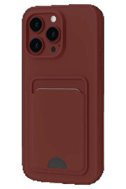 Buti̇k İphone 16 Pro Max Kılıf Kelvi̇n Kartvi̇zi̇tli̇ Si̇li̇kon - Bordo-(5796)